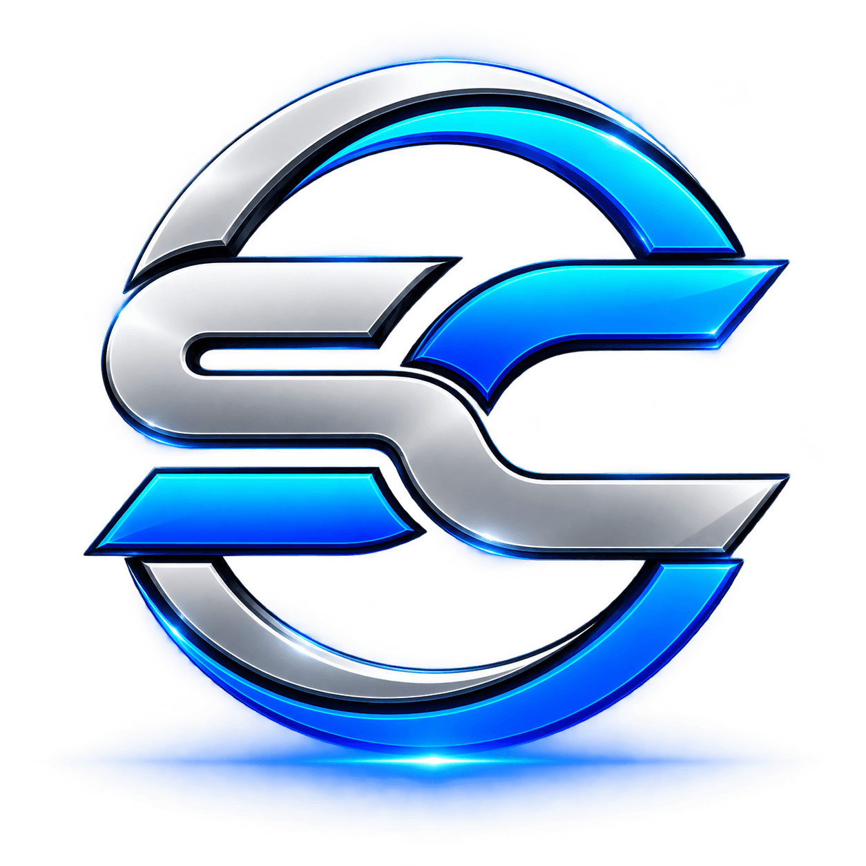 Logo oficial Super Coach, símbolo SC plateado y azul